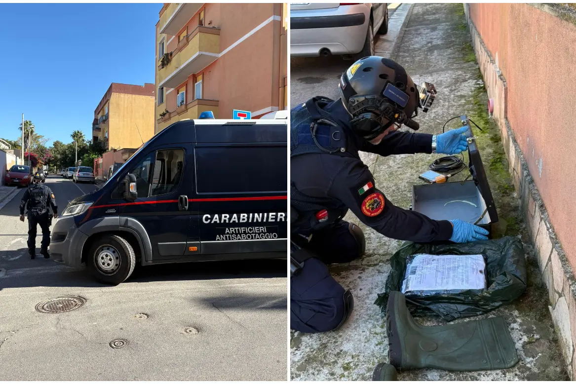 L'intervento degli artificieri a Selargius