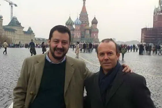 Salvini e Savoini a Mosca (Ansa)