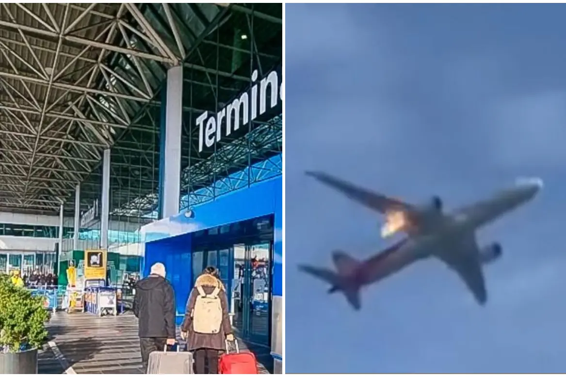 L'aeroporto di Fiumicino, a destra il velivolo (frame da video)