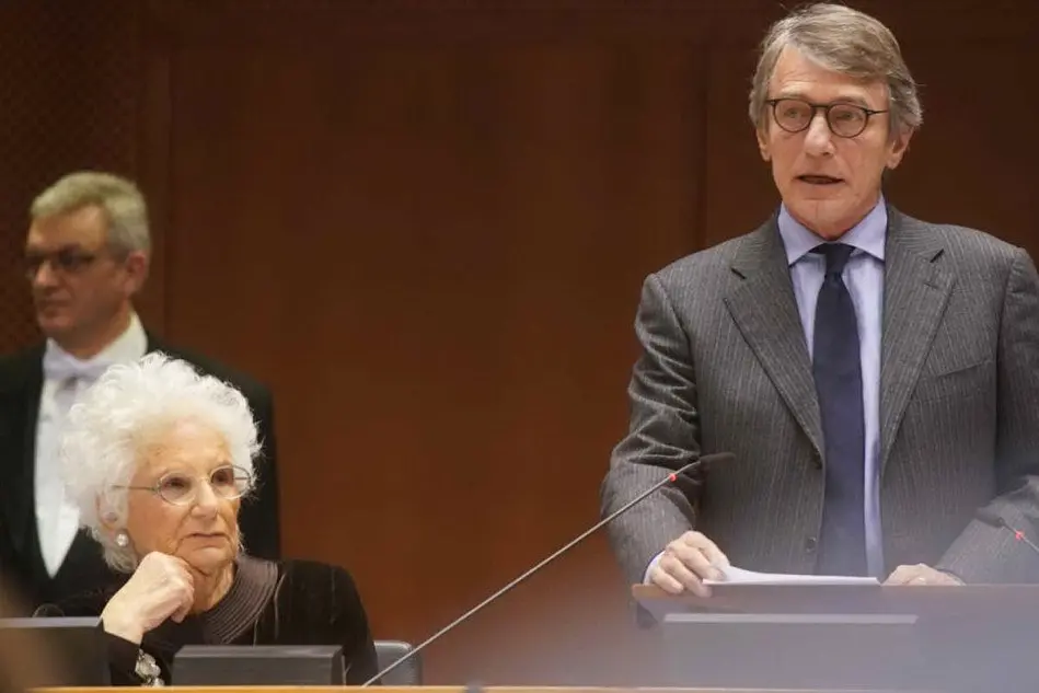 Liliana Segre e David Sassoli (foto Twitter Parlamento europeo)