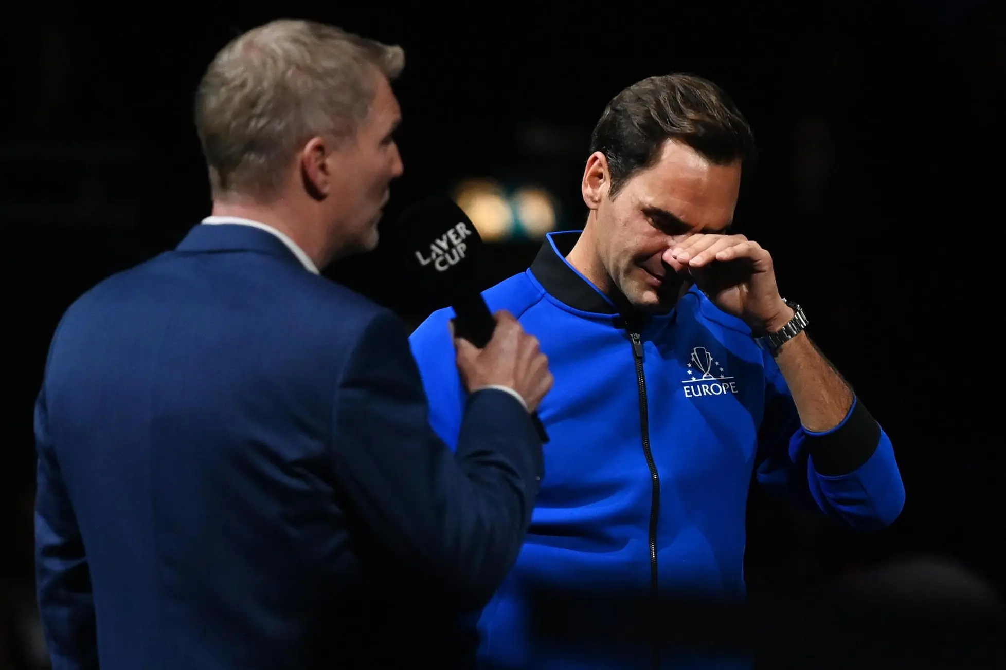 Roger Federer in lacrime (Ansa)