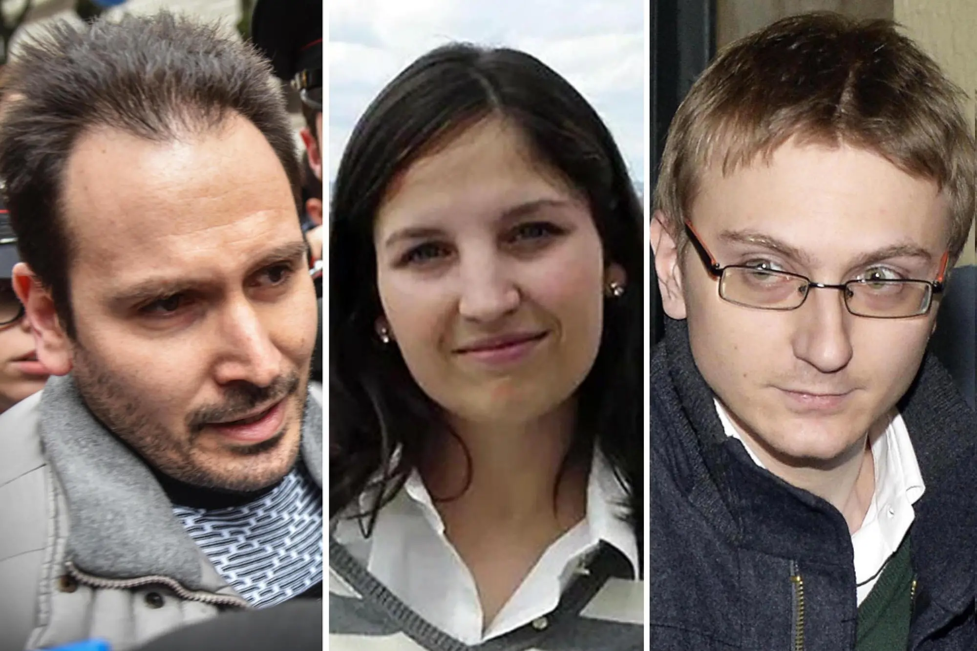 Nella combo, da sinistra, Andrea Sempio, Chiara Poggi e Alberto Stasi, 8 maggio 2026. ANSA/CNL