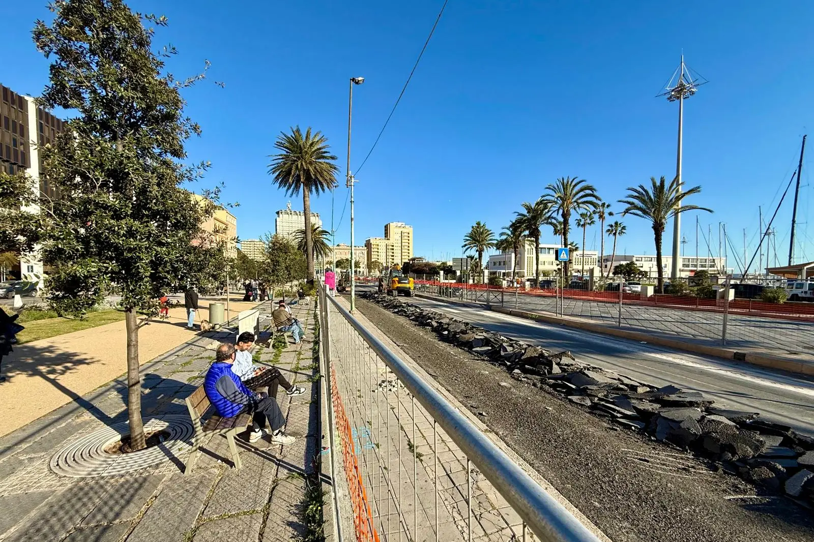 Il cantiere di via Roma a Cagliari
