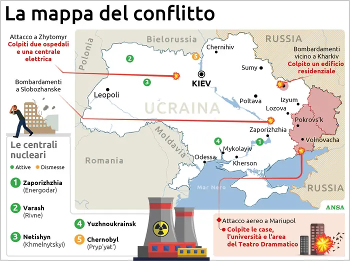 La mappa del conflitto (Ansa)