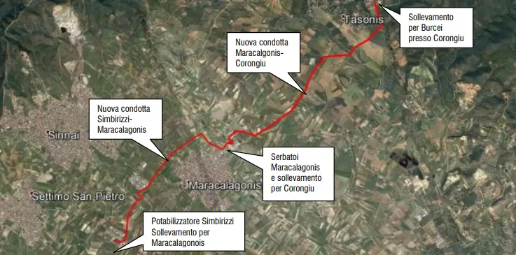 Ecco come l'acqua arriverà a Burcei dal potabilizzatore di Simbirizzi