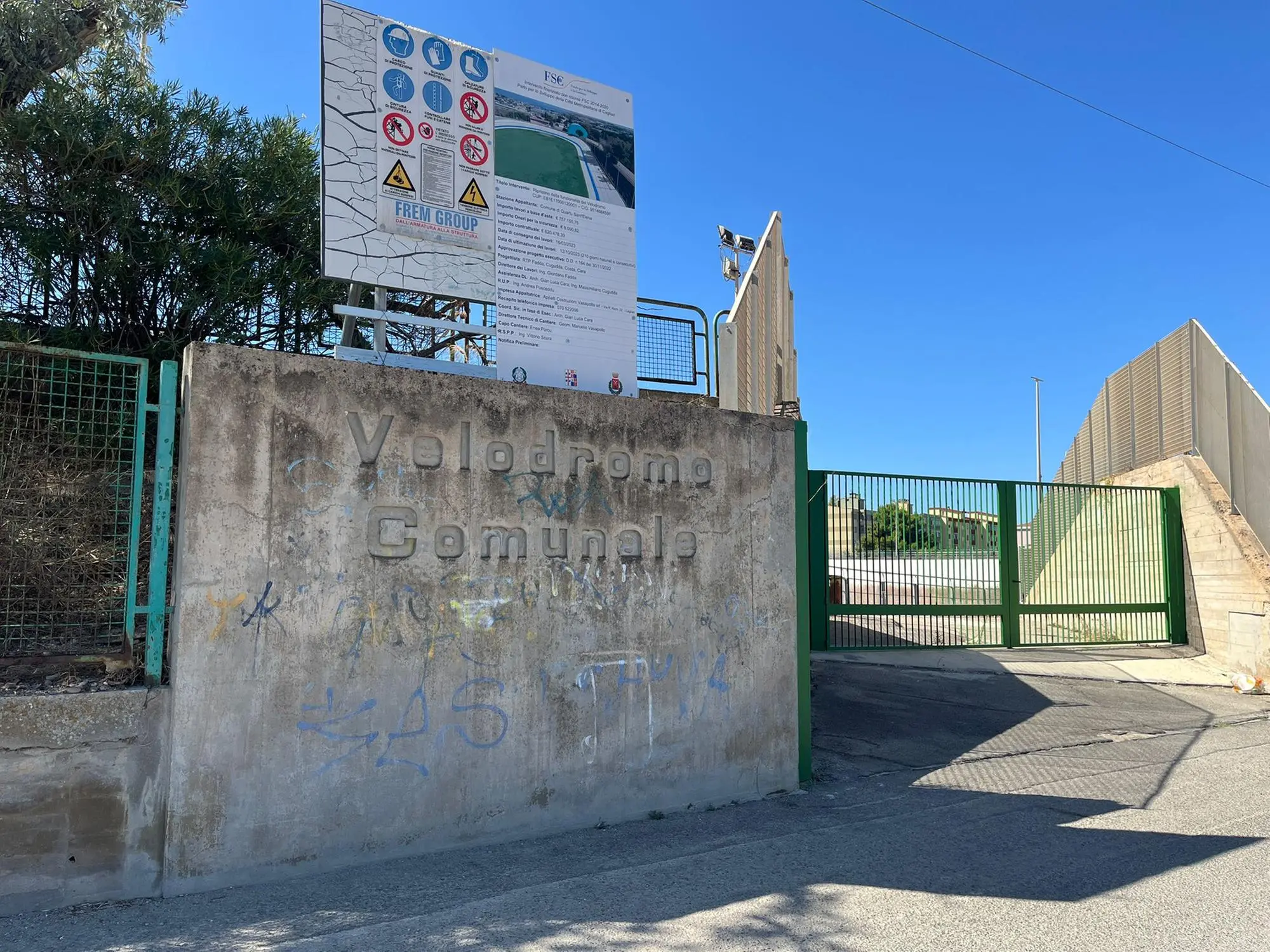 L'ingresso del velodromo di Quartu