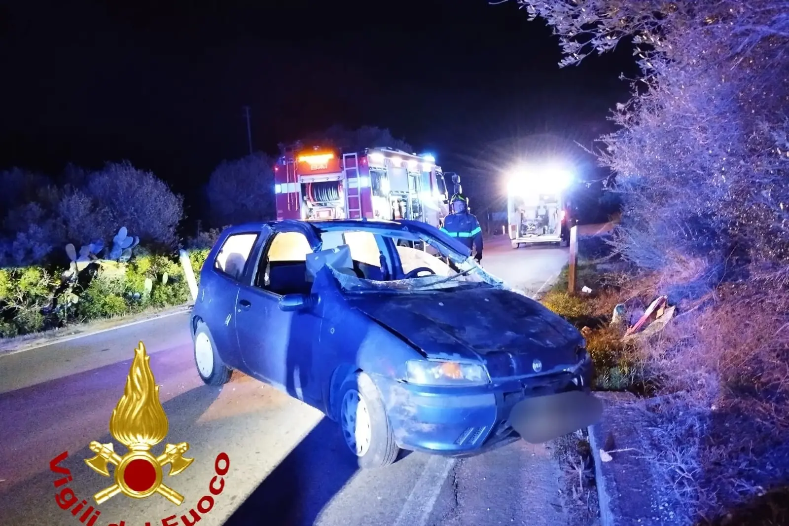 Il luogo dell'incidente (Foto Vigili del fuoco)