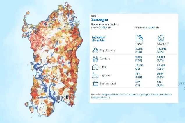 La mappa del rischio in Sardegna