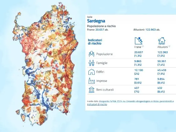 La mappa del rischio in Sardegna