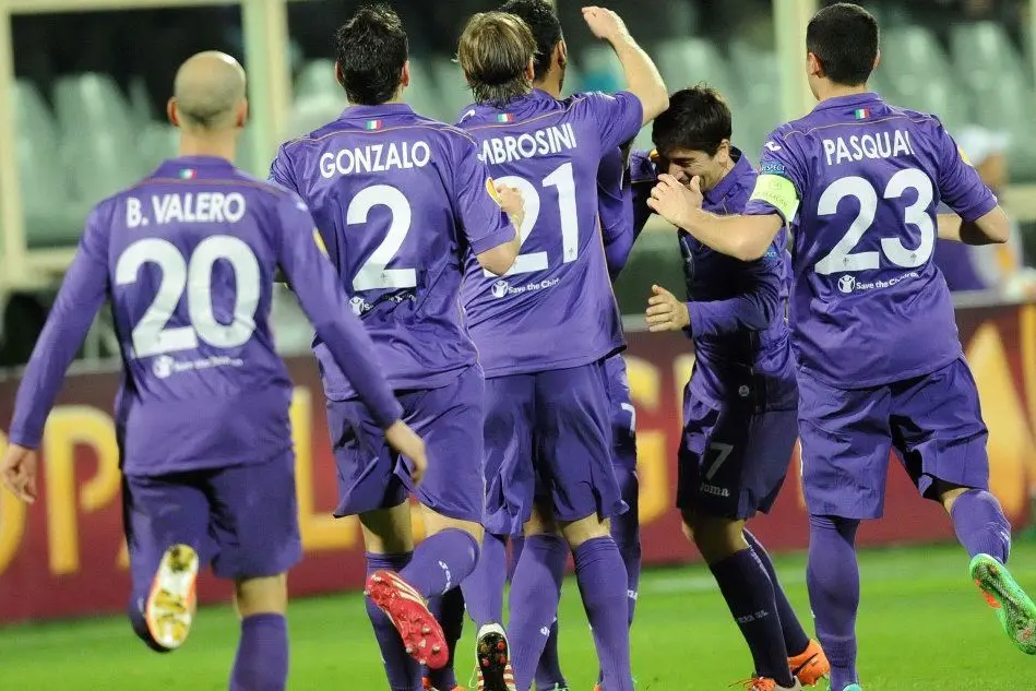 L'esultanza dei giocatori della Fiorentina