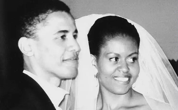 Barack e Michelle Obama il giorno delle nozze (Instagram via Ansa)