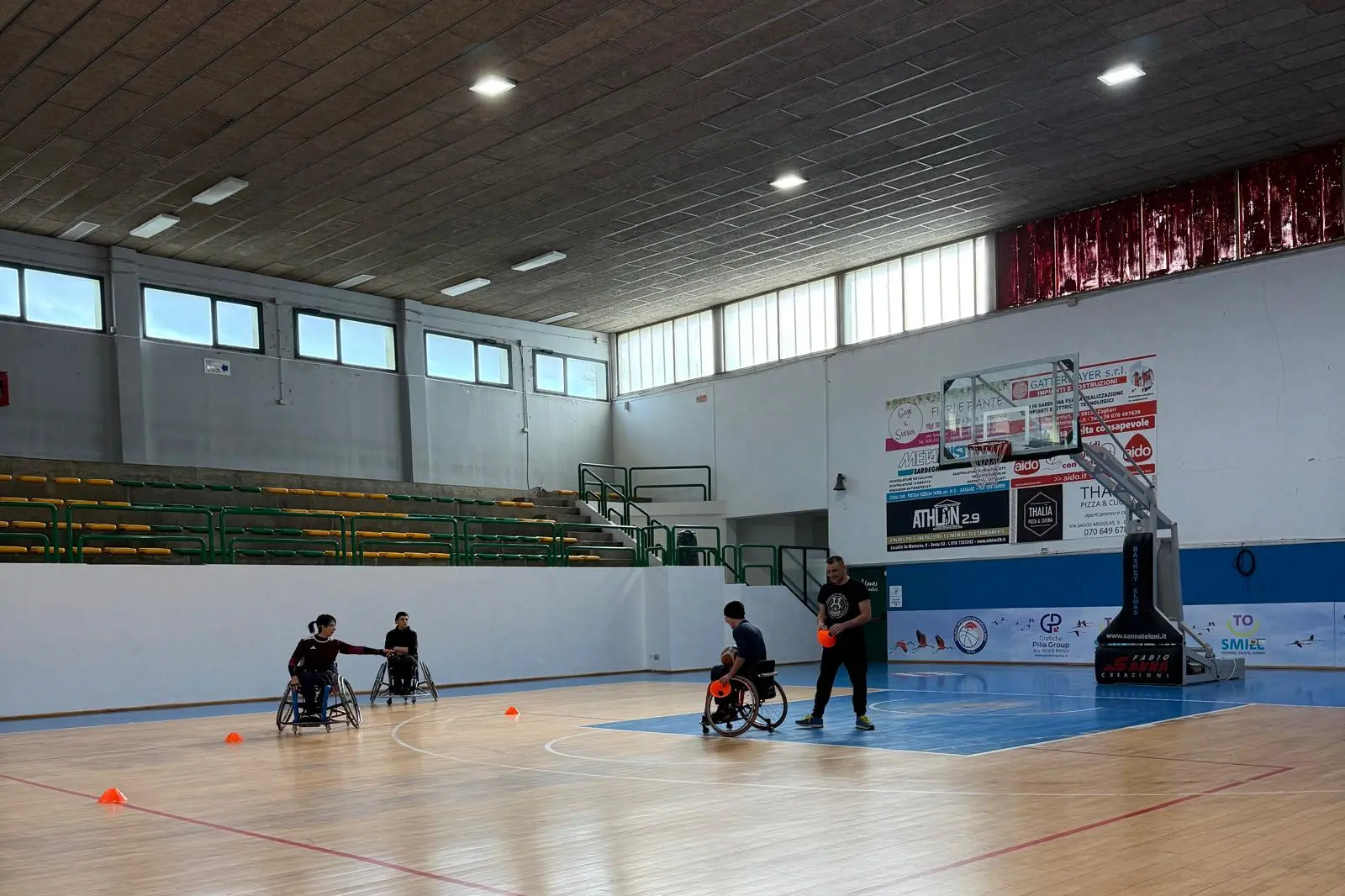 Immagine di un allenamento dei BaDS (Foto concessa dal Basket Disabili Sardegna)