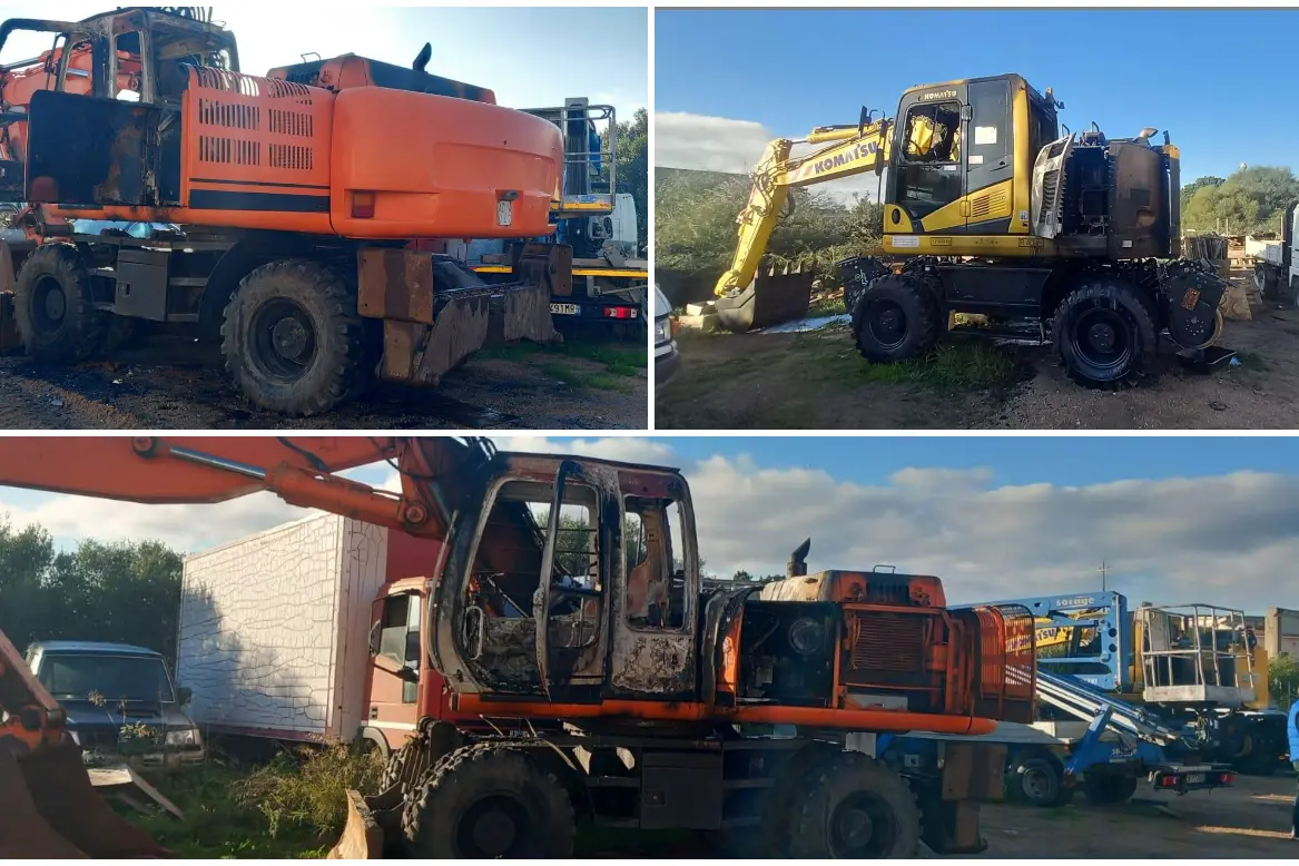 Olbia, raid incendiario nella notte (foto Busia)