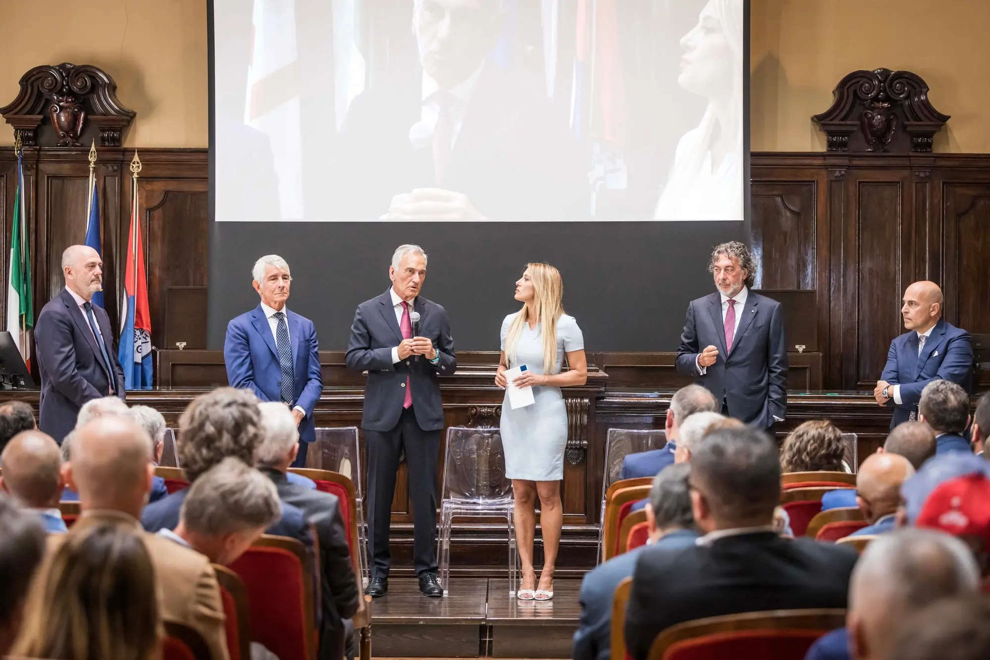 Da sinistra, Binaghi, Abodi, Gravina, Virginia Saba, Cimbri e Giulini (foto Valerio Spano)