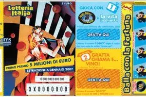 Fac-simile del biglietto della Lotteria Italia