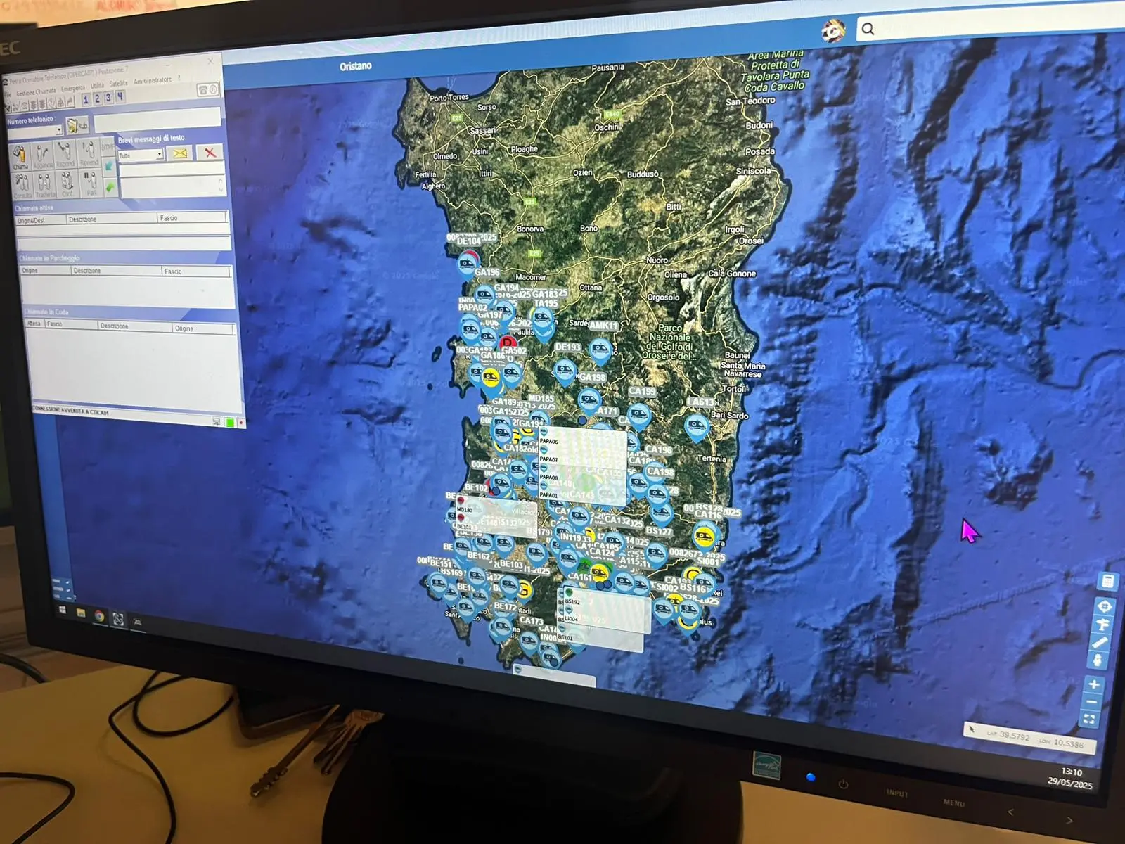 La mappa delle ambulanze impegnate nel territorio di competenza del 118 di Cagliari