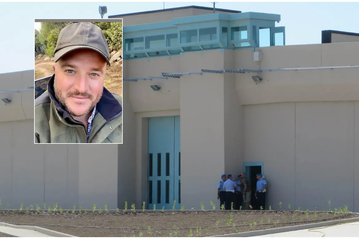 Il carcere di Bancali, nel riquadro Emanuele Ragnedda (Archivio)