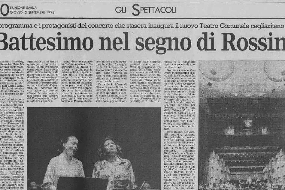 #AccaddeOggi: 2 settembre 1993, l'inaugurazione del teatro a Cagliari