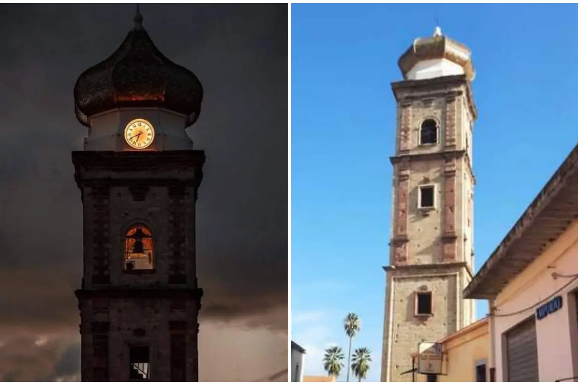 Il campanile di San Vero Milis (foto via Ansa)