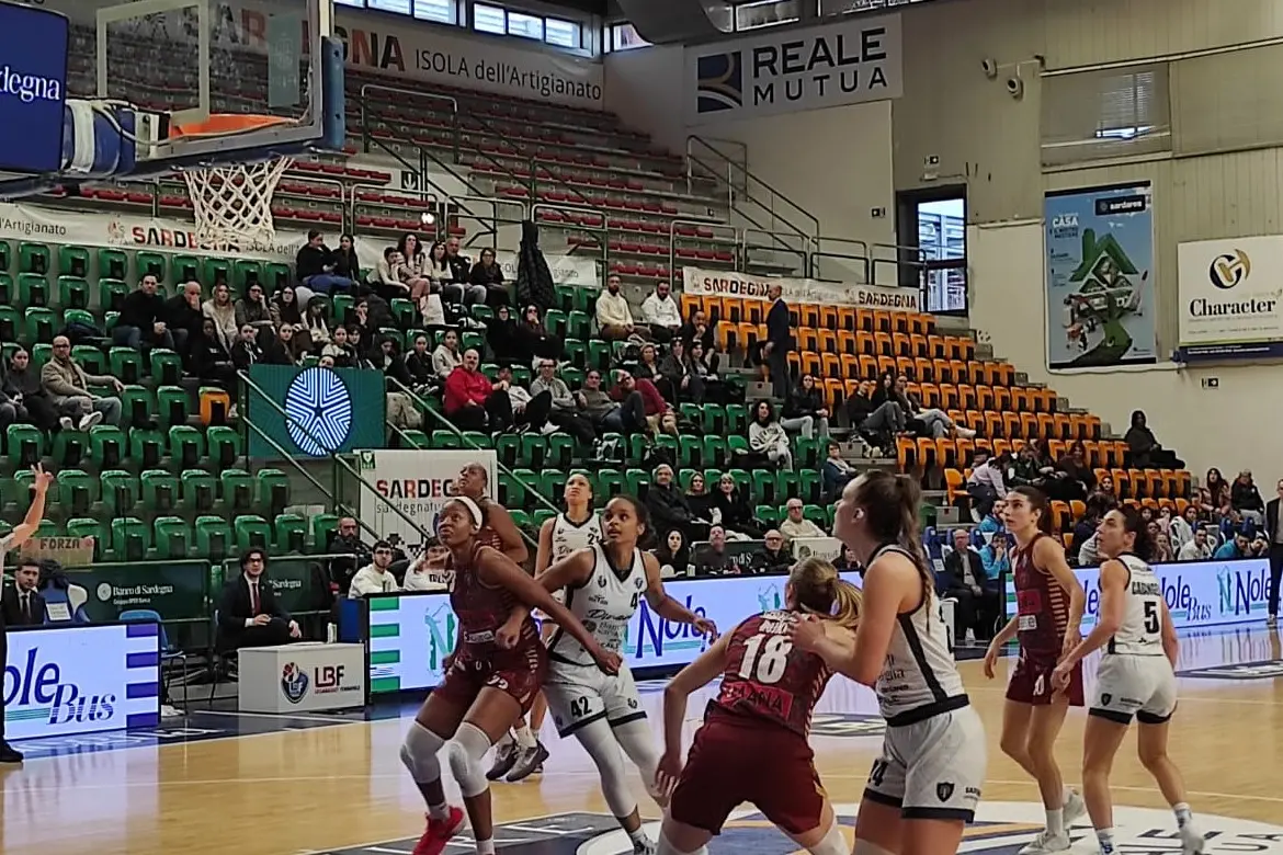 Lotta a rimbalzo tra Dinamo Women e Venezia (foto G. Marras)
