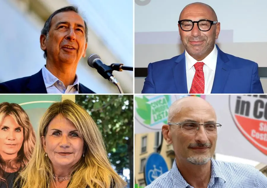 I candidati a Milano: Giuseppe Sala e Luca Bernardo Da sinistra in basso: Layla Pavone e Gabriele Mariani
