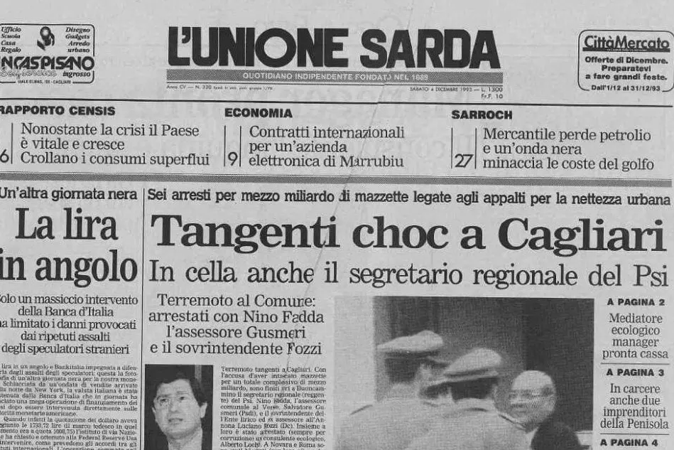#AccaddeOggi: 4 dicembre 1993, lo scandalo tangenti a Cagliari