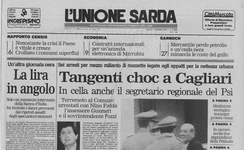 #AccaddeOggi: 4 dicembre 1993, lo scandalo tangenti a Cagliari