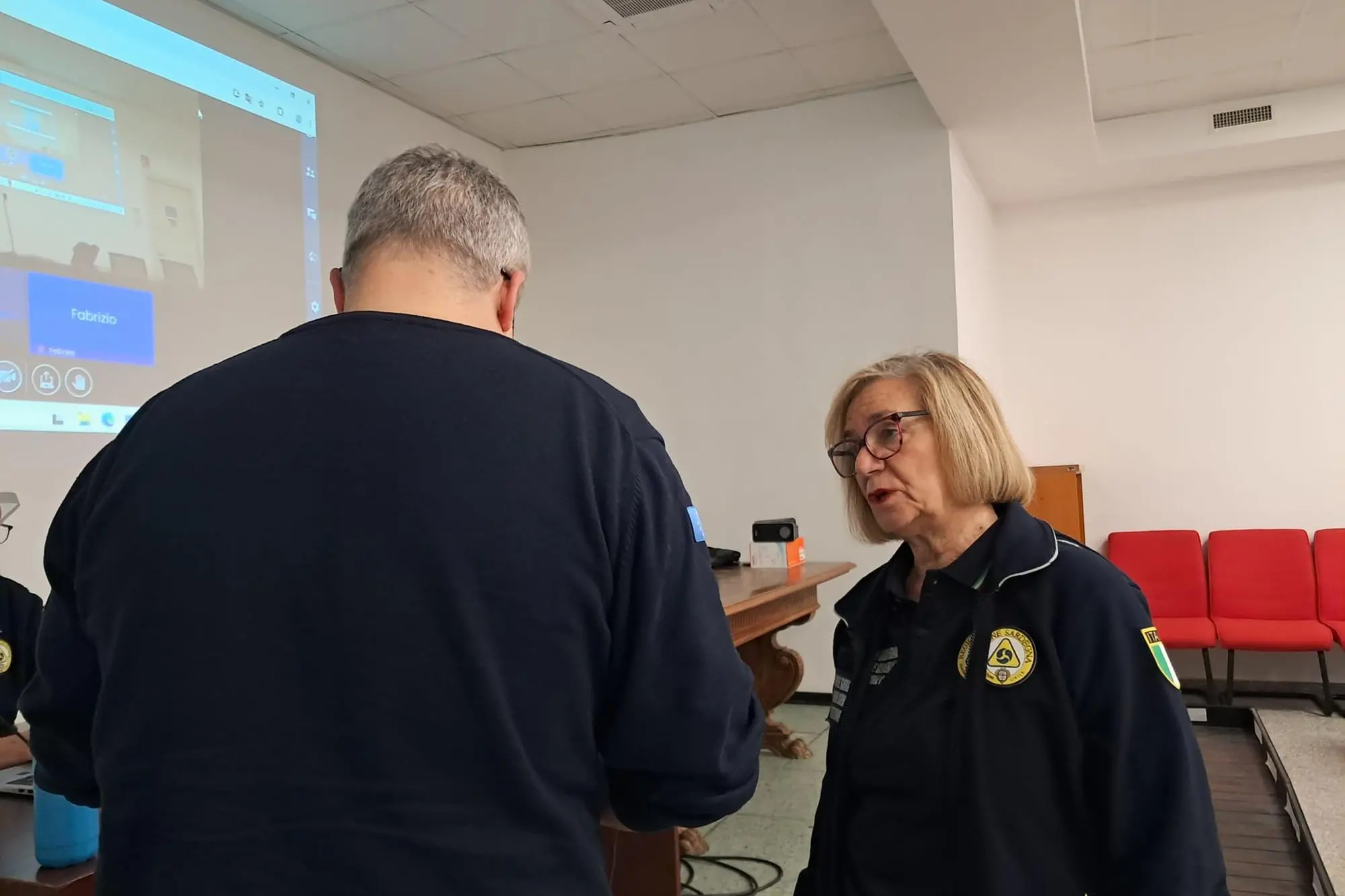 Rosanna Laconi, l'assessora all'Ambiente negli uffici della Protezione civile regionale