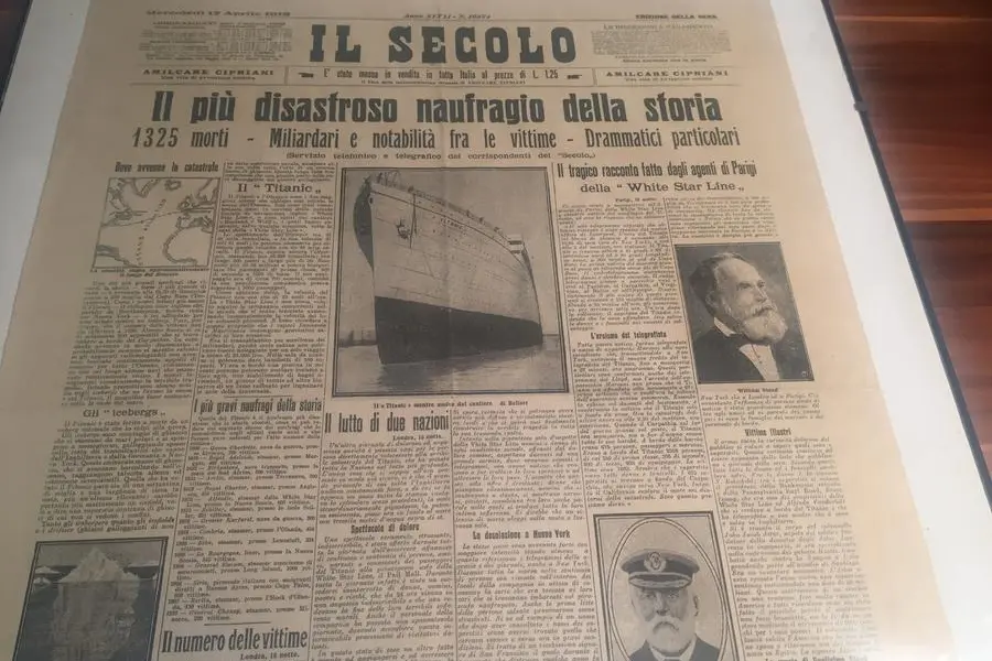 La pagina de 'Il Secolo' sul\u00A0naufragio del 1912 (foto c. ra.)
