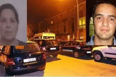 Il luogo dell'omicidio e nei riquadri Maria Santoro e Anthony Muscas