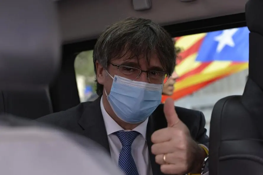 Carles Puigdemont dopo l'udienza (Ansa)