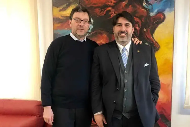 Giorgetti con Solinas (L'Unione Sarda - Puddu)