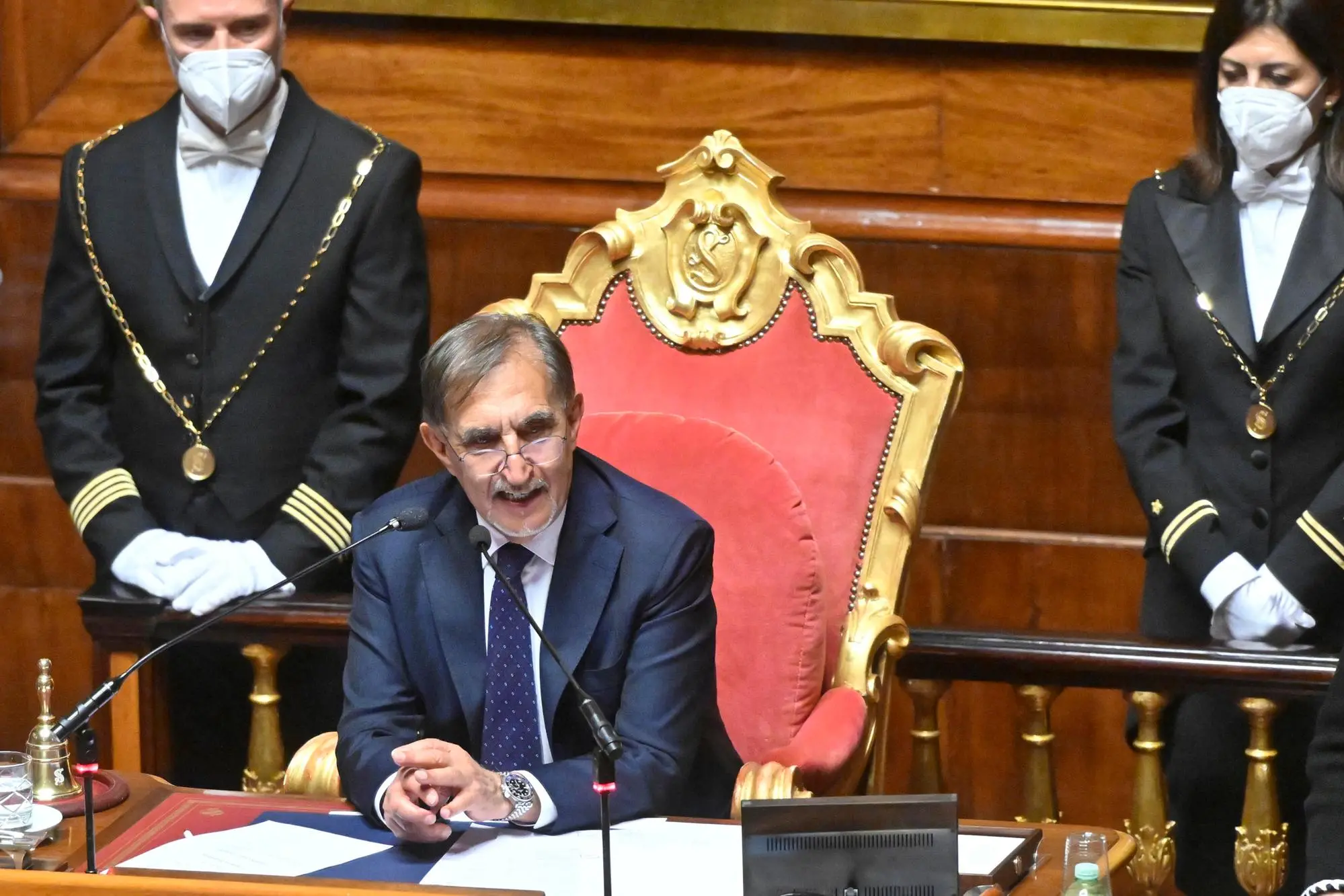 Il neo eletto presidente del Senato Ignazio La Russa (foto Ansa)