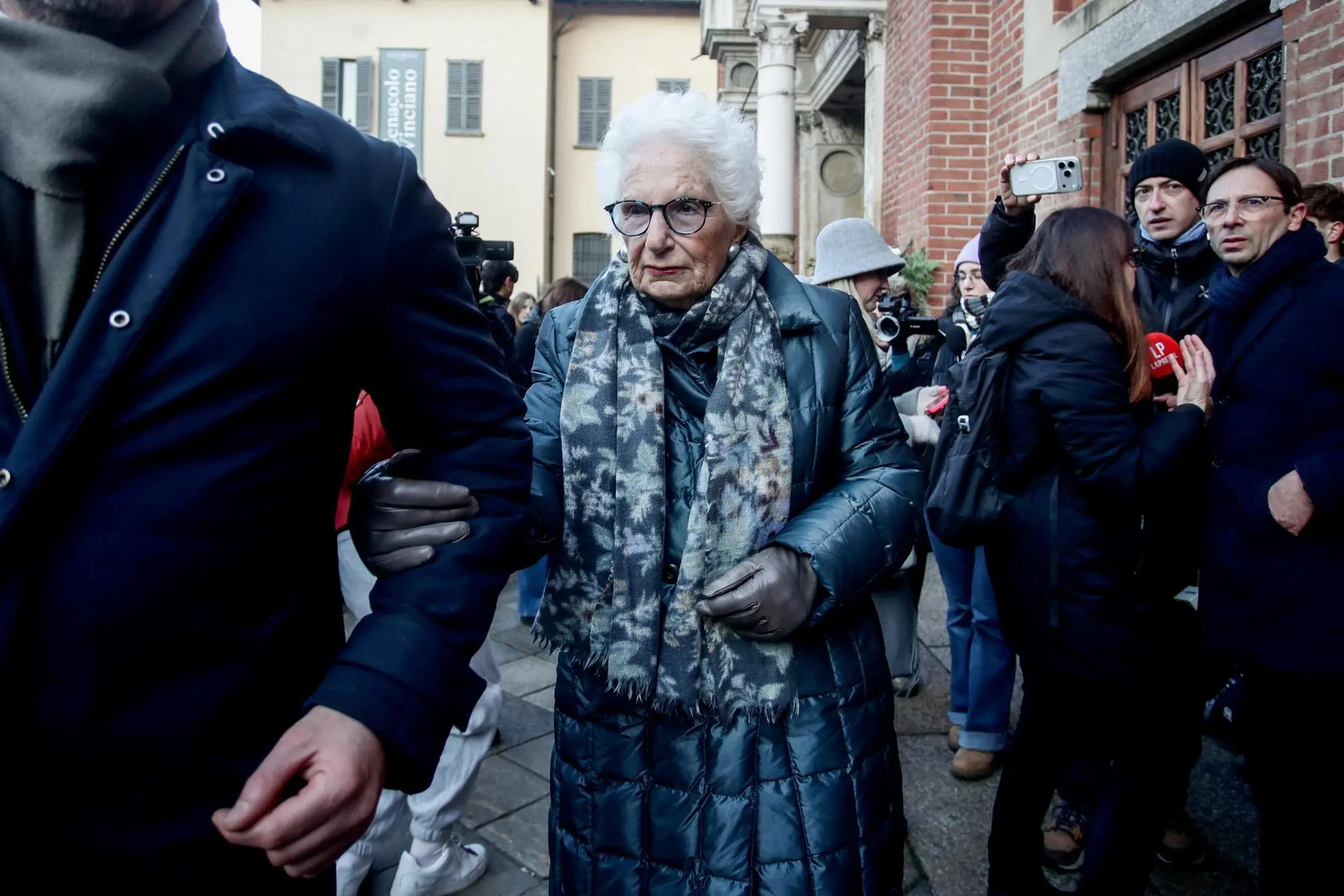 Liliana Segre ai funerali di Chiara Costanzo celebrati nella Basilica di Santa Maria delle Grazie a Milano, 07 gennaio 2026. ANSA/MOURAD BALTI TOUATI