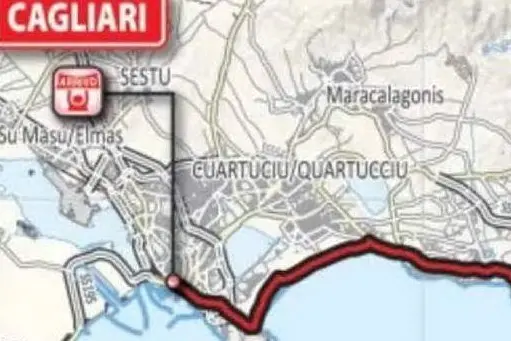 La cartina della terza tappa del giro d'Italia senza Quartu