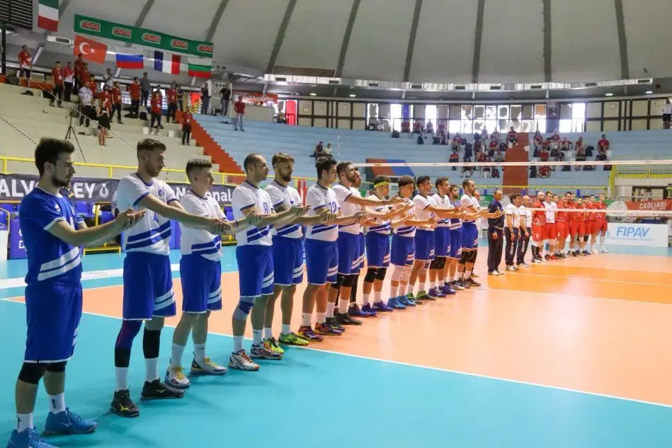 La squadra azzurra prima della semifinale persa contro la Russia (foto L'Unione Sarda - Fornasier)