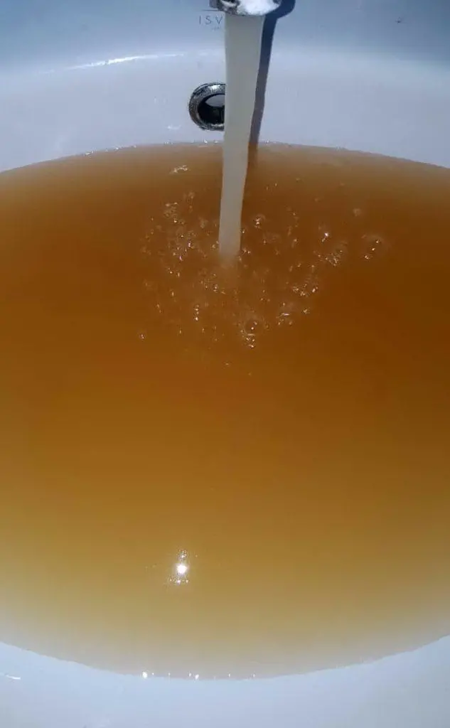 L'acqua marrone (foto L'Unione Sarda - Farris)