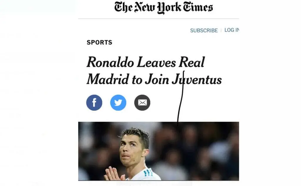 Il New York Times&quot;: &quot;Ronaldo passa dal Real Madrid alla Juventus&quot;