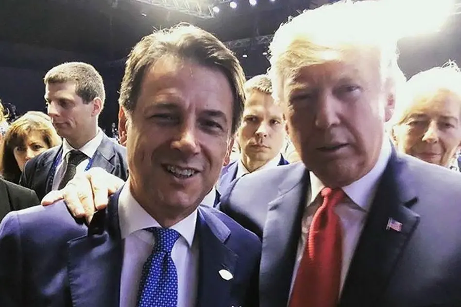 Giuseppe Conte e Donald Trump (Archivio L'Unione Sarda)