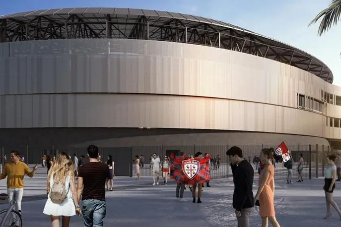 Un render del nuovo stadio del Cagliari (L'Unione Sarda)
