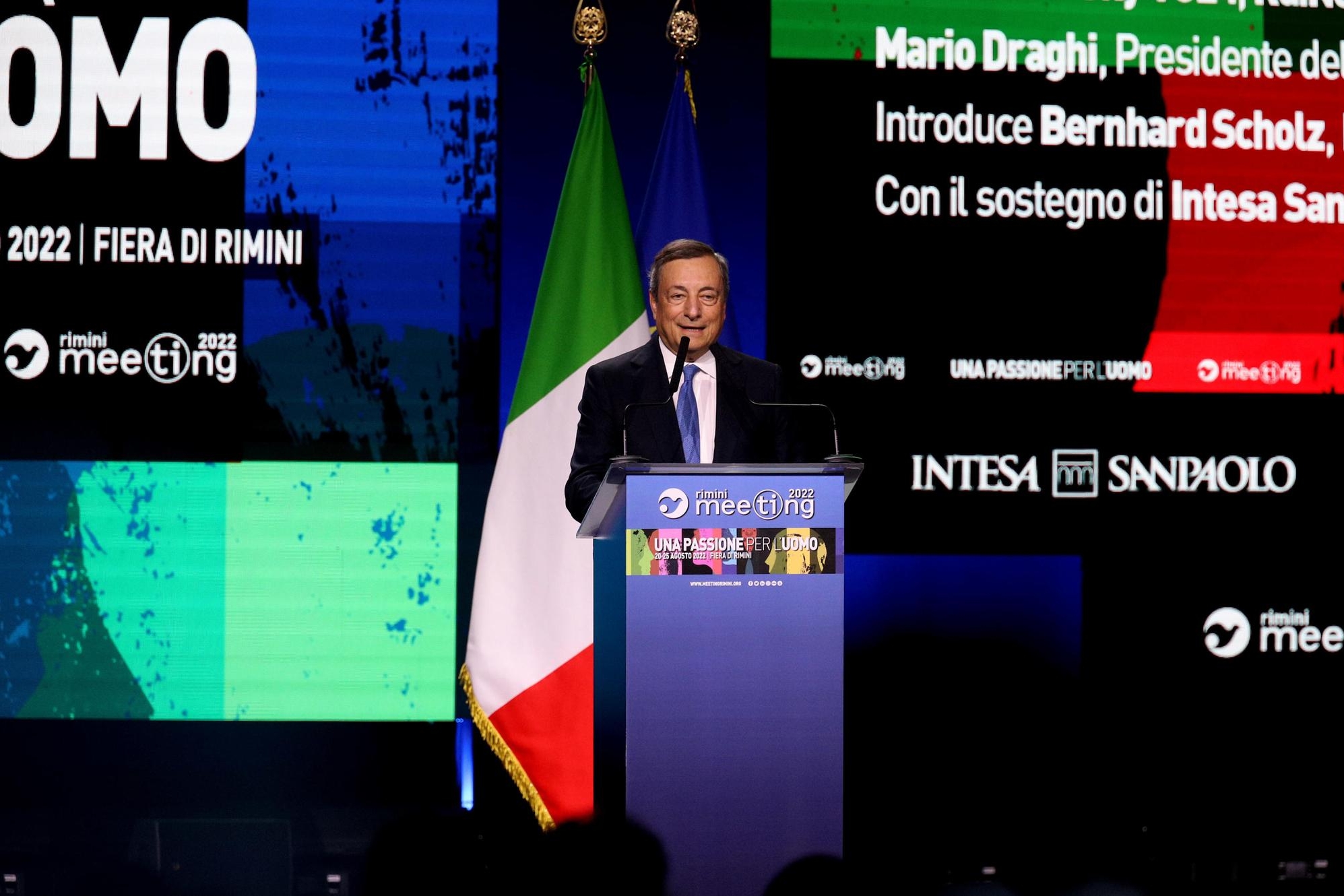 Mario Draghi al meeting di Cl (foto Ansa)
