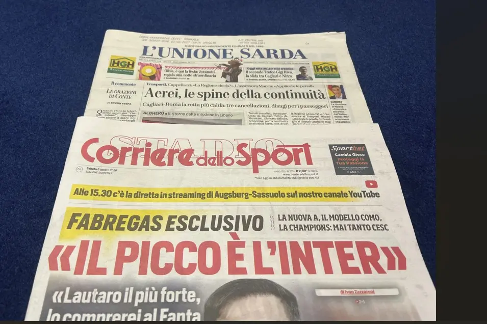 Le prime pagine del Corriere dello Sport e de L'Unione Sarda