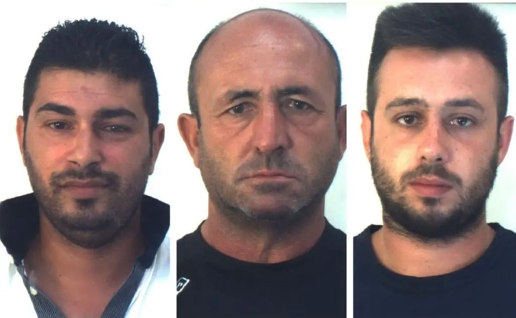 Tre degli arrestati (da sinistra Federico Mallus, Giuseppe Peddio, Davide Mura)