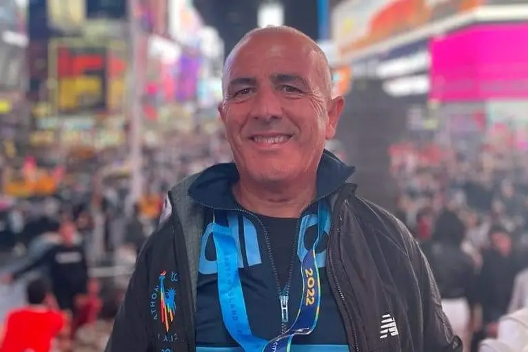 Carmine Corriga al termine della maratona di  New York (foto Corriga)