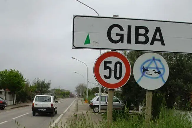 Il cartello d'ingresso a Giba