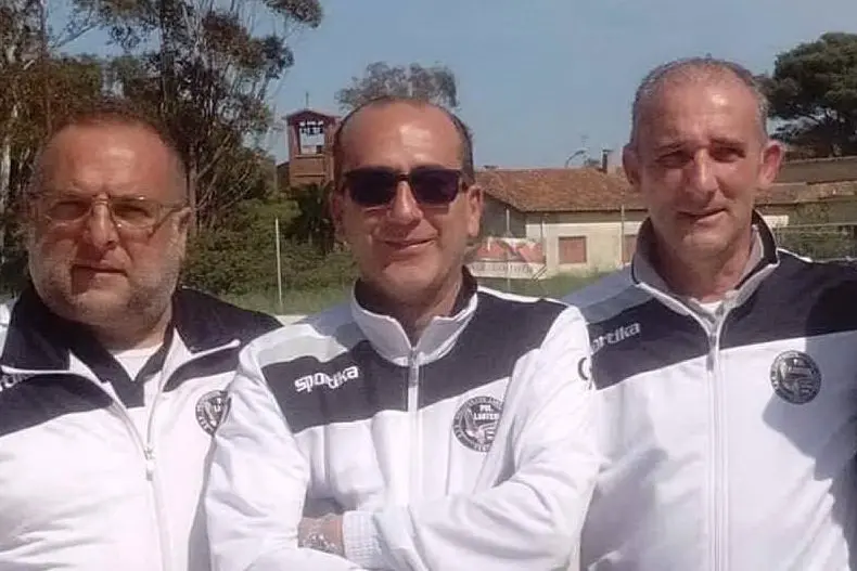 Da sinistra il direttore sportivo Francesco Sini, il team manager Giacomo Addis e il presidente Carlo Gaspa (L'Unione Sarda - Tellini)