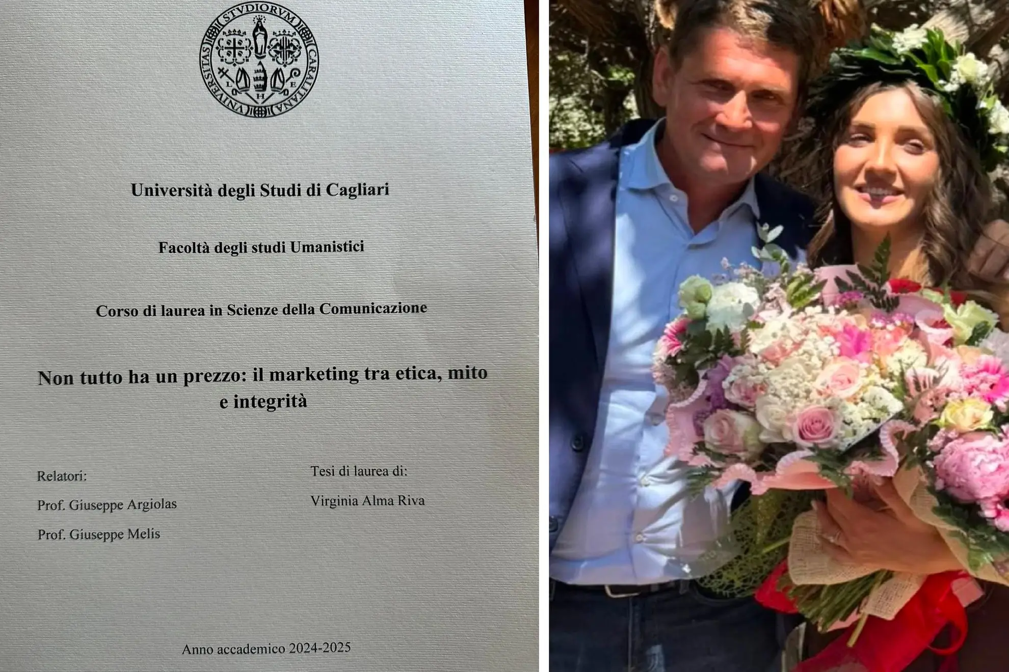La laurea di Virginia Alma Riva, nipote di Gigi Riva (con il padre Nicola)
