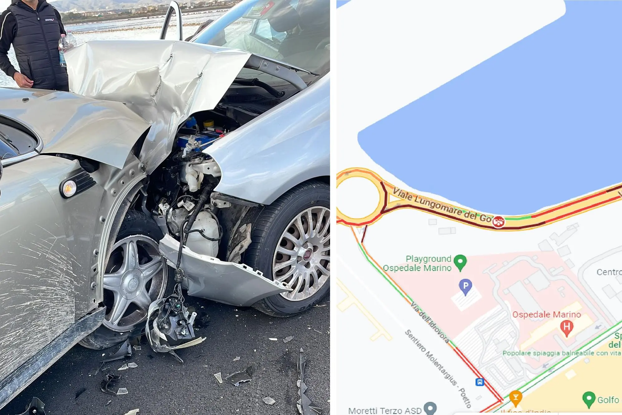 Le auto coinvolte nell'incidente (L'Unione Sarda)