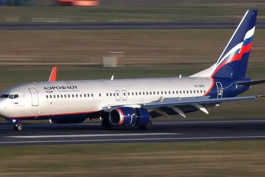 Un Boeing 737 della Aeroflot (foto da YouTube)