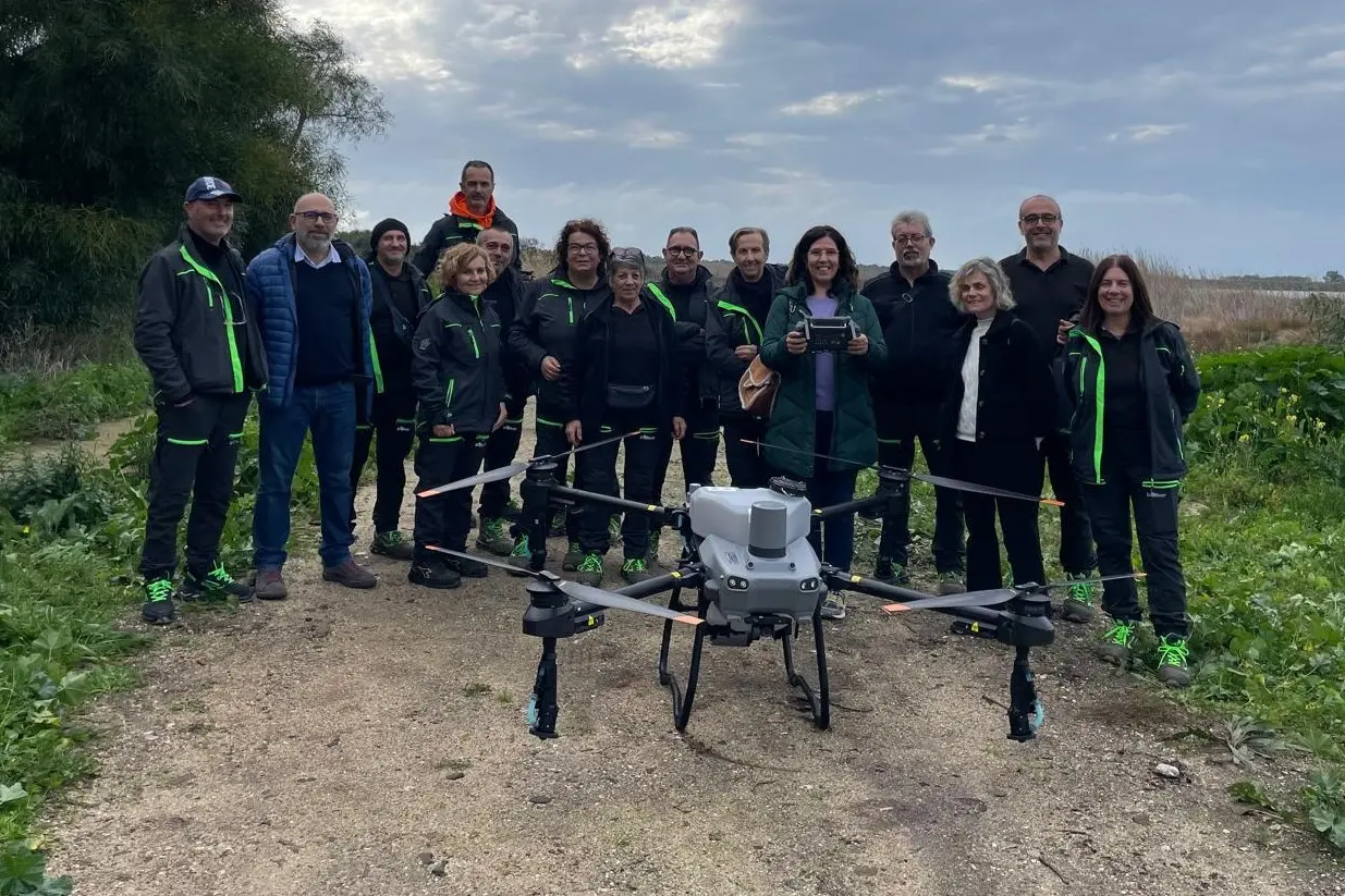 Uno dei droni disinfestatori